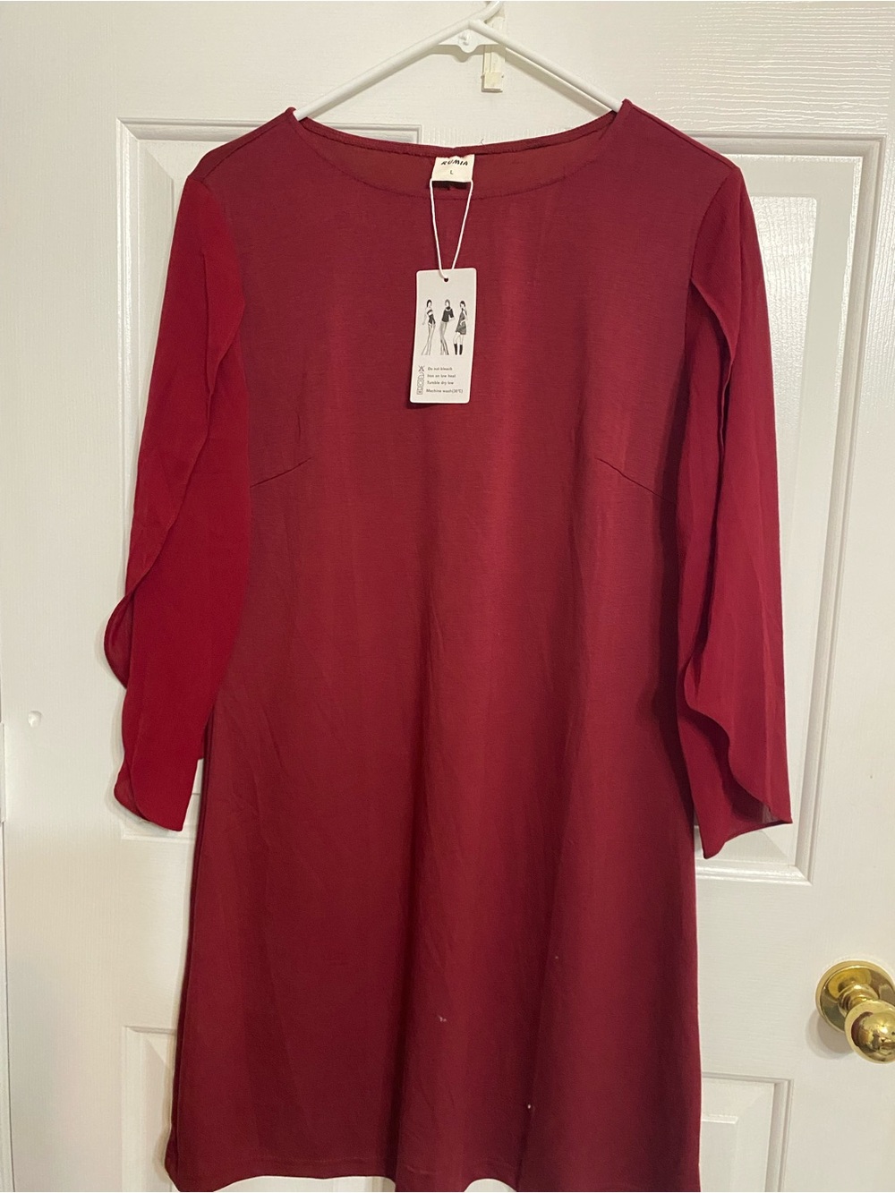 Women’s Red Long Sleeve Shift Dress